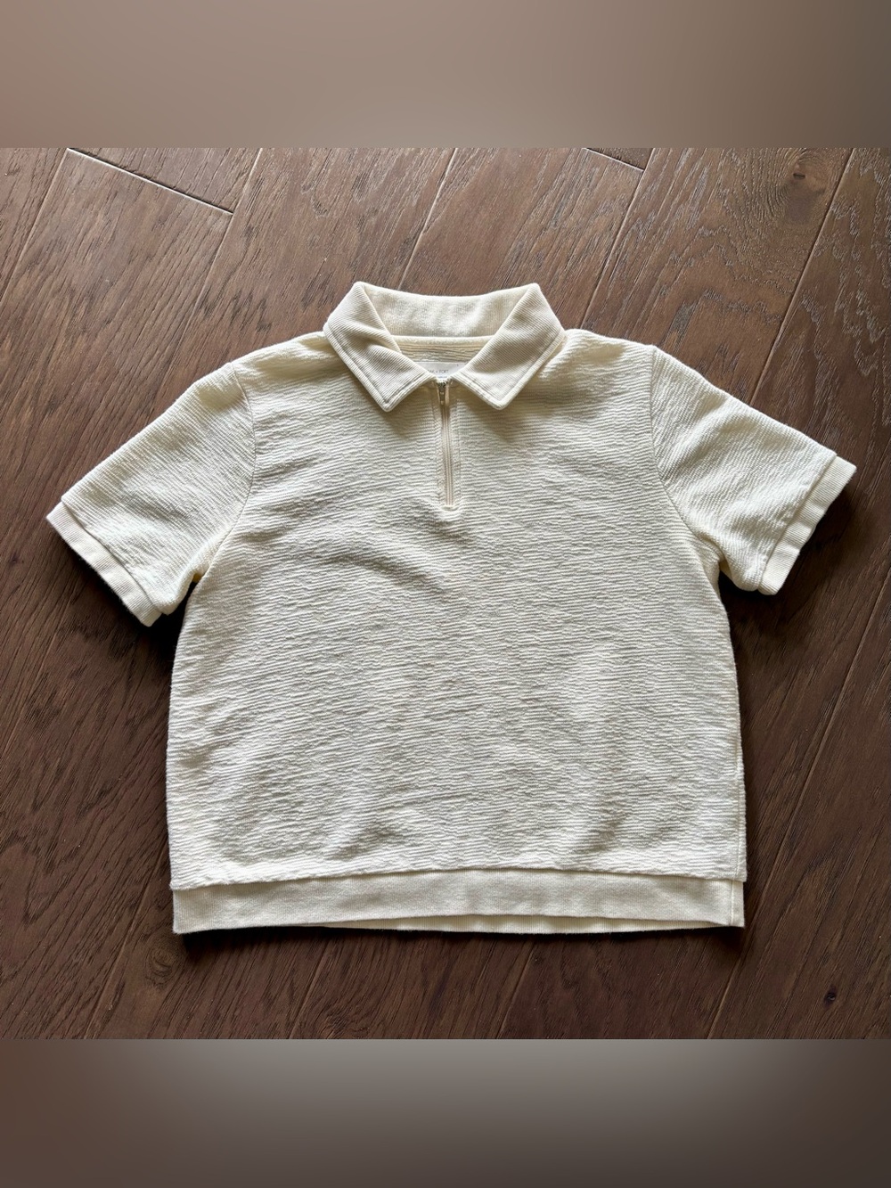 Oak + Fort Women's Zip Front Polo Shirt 100% Cotton Boxy
